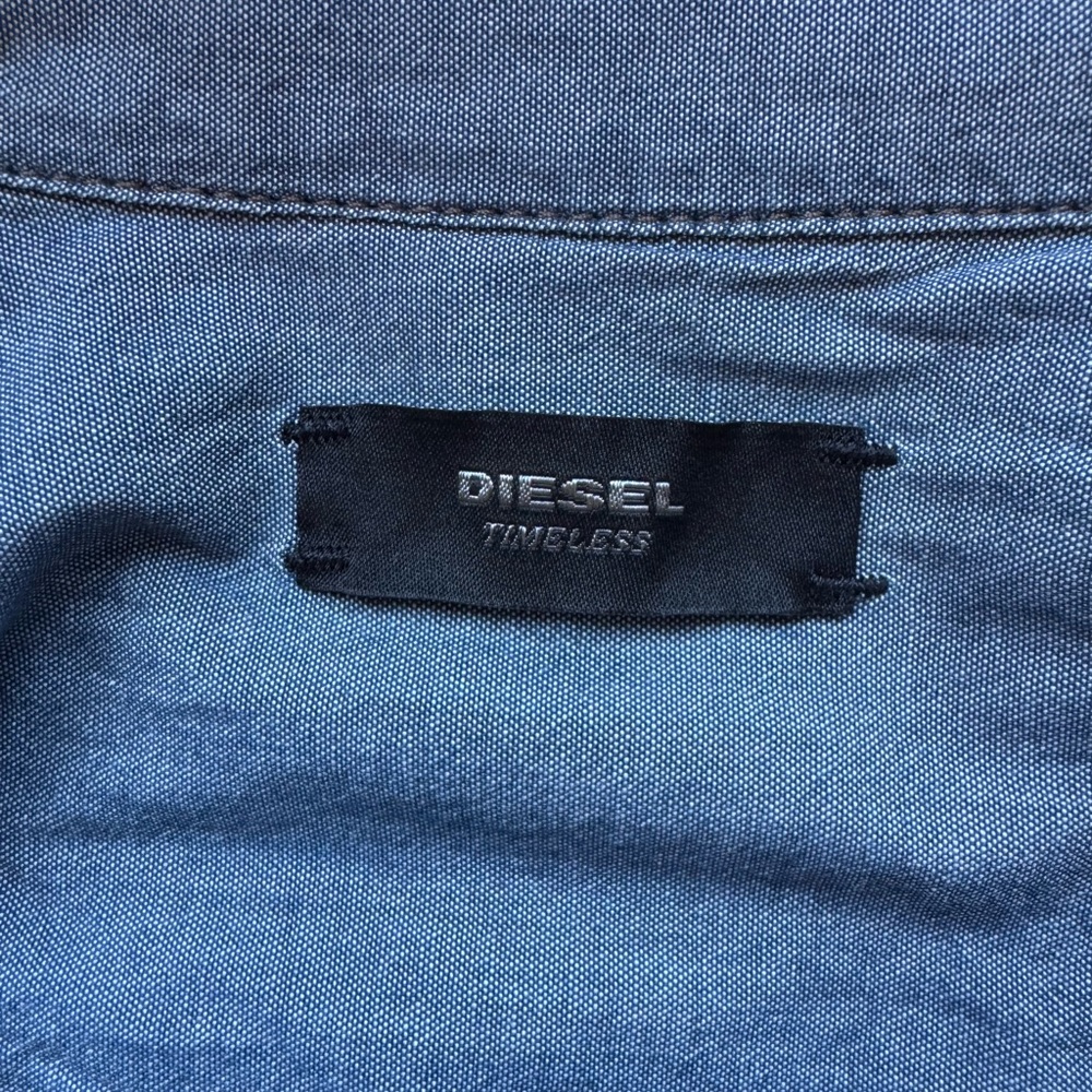 Diesel Timeless Denim Button Down Shirt Western Snap Blue Size S - Picture 6 of 11